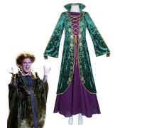 Croovepi Winifred Sanderson Cosplay Costume Dress | Medieval Victorian Green Dresses | Sanderson Sisters Costume Witch Cosplay Accessory Halloween Carnival Costumes