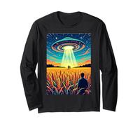 Crop Circles - Message in The Field UFO Alien Vintage Long Sleeve T-Shirt
