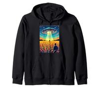 Crop Circles - Message in the field UFO alien vintage Zip Hoodie