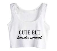 Crop Top Sport Cute But Kinda Weird Kawaii Inscriptions Cotton Tops Woman White