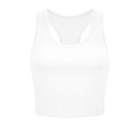 Crop Top Sport Women's Y2K Crop Top Racerback Crew Neck Ribbed Undershirt Basic Crop Sports Running Shirt Plain Tank Top Slim Fit Gym Fitness Shirt Sexy Sleeveless Summer Yoga Top, O White, Large