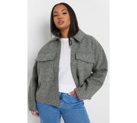 Yours Curve Cropped Boucle Jacket - Women's - Plus Size Curve Grey