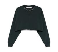 Cropped Cotton Sweatshirt with Crystals on the Front - female - Golden Goose - Sweatshirts - Black - M - Sweatshirts & Hoodies M