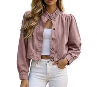 Cropped Denim Jacket Women Puff Sleeves Button Down Short Jean Jackets | Vintage Boyfriend Jeans Coat Lightweight Fitted Crop Jean Jacket Long Sleeve Classic Casual Trucker Short Denim Jackets