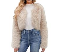Cropped Faux Fur Jacket for Women Clearance Ladies Faux Fur Wool Coat New Fall Winter Long Sleeve Coat Warm Thicked Jacket Furry Faux Fur Fashion Shaggy Casual Slim Overcoat S-3XL Today's Deals