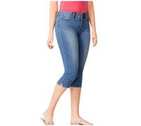 Cropped Jeggings for Women Capri Stretchy Jeans Denim Legging Three Quarter 3/4 Length Cut Off Trousers High Waist Slim Hight Calf Plus Size Pants Petite Pedal Pushers