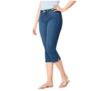 Cropped Jeggings for Women Capri Stretchy Jeans Denim Legging Three Quarter 3/4 Length Cut Off Trousers High Waist Slim Hight Calf Plus Size Pants Petite Pedal Pushers