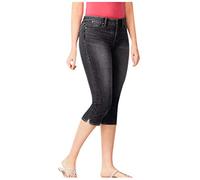 Cropped Jeggings for Women Capri Stretchy Jeans Denim Legging Three Quarter 3/4 Length Cut Off Trousers High Waist Slim Hight Calf Plus Size Pants Petite Pedal Pushers