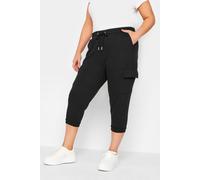 Yours Curve Cargo Pocket Cropped Joggers - Women's - Plus Size Curve Black