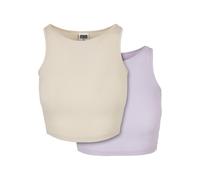 Cropped Rib Top UrbanClassics Ladies 2-Pack Top Belly-Free Basic Stretch Content