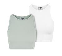 Cropped Rib Top UrbanClassics Ladies 2-Pack Top Belly-Free Basic Stretch Content