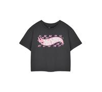 Hot Wheels Womens Grey Cropped Tee | Pastel Graphic Logo Short Sleeve T-Shirt | Retro Logo Apparel for Ladies | Vintage Logo Streetwear Clothing Merchandise Gift