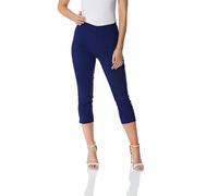 Roman Originals Cropped Trousers for Women UK Ladies Capri Leggings Summer Pants Short Crop Stretch 3/4 Length Three Quarter Pedal Pusher Clothes Elasticated Bengaline Cut Off - Midnight - Size 12