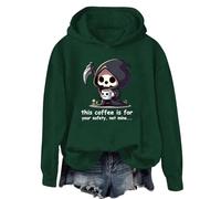 Cropped Sweater Women Oversized Hoodies Winter Cotton Sweatshirt Pullover 2025 Fashion Tops Trendy Outfits Thius Coffee Is For Your Letter Printed Halloween Cute Evil Sweatshirts (Blackish Green, M)