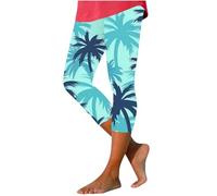 Cropped Trousers for Women UK Slim Fit Petite Sports Workout Yoga Women Leggings Floral Summer Casual Capri Pants Elastic Waist Gym Running Activewear 3/4 Trousers