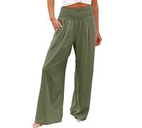 Cropped Trousers Women Elasticated Interview Button Drawstring Check Casual for Brunch Basic Country Formal Skinny Slim Fit Beautiful Cargo (Army Green,XL)