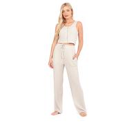 Cropped Vest & Wide Leg Waffle Lounge Set Brave Soul Natural S