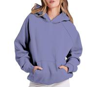Cropped Zip up Hoodie, Jumpers for Women uk Casual Baggy V Neck Sweatshirts Raglan Sleeve Pullover Fall Winter Tops Solid Colour Lightweight Fashion Y2K Relaxed Fit Hoodies Purple Autumn Clothing