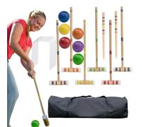 Croquet Game Set - Outdoor Family Players, Portable Wooden Sports Bundle | Classic Lawn Activity For Backyard Park Garden Recreation Play Gathering Entertainment Skill Practice Enjoyment