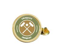 Croquet Gold Plated Domed Lapel Pin Badge (M) in Bag