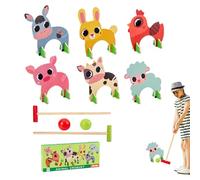 Croquet Sets for Kids Wooden Cartoon Animal Croquet Set with Handles, Wickets & Balls Smooth Interactive Cute Family Parent-Child Bonding Sport Toys for Lawn, Indoor