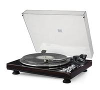 CrosAudio High-Fidelity Vinyl Record Player, Bluetooth Turntable with Magnetic Cartridge, 2-Speed Belt Drive Wood Vintage Player with Auto-Return, Adjustable Counterweight, Pitch Control & Preamp
