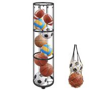 CROSDE 3 Layer Vertical Ball Storage Rack, Basketball Holder Wall Mount, Cage for Football, Volleyball, Sports Organizer for Kids Room, Garage, Home