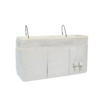 croselyu 3 grids Home Multifunctional Bedside Hanging Bag College Dormitory Bedside Cloth Hanging Basket Bed Clutter Sorting Storage Bag Magazine Book Storage Bag,1 pce (White)