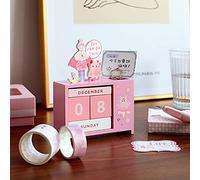 croselyu Wooden Perpetual Calendar with Pen Holder 2022 Creative Reminder Desk Calendar Decoration Literary Dormitory Desktop Decoration Decoration?1 Pce (style3)