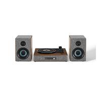Crosley Aria Record Player, Record Player Shelf System with AUX Input, Grey