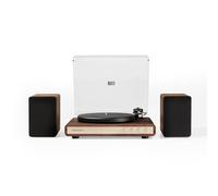 Crosley C65 Record Player with Speakers - Bluetooth Turntable with 50W Bookshelf Speakers, Easy Set Up Vinyl Player with Dust Cover, Record Player Shelf System, Audio-Technica Cartridge, Walnut