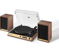 Crosley C72 Record Player with Speakers - Bluetooth Turntable with 60W Bookshelf Speakers, Easy Set Up Vinyl Player with Dust Cover, Record Player Shelf System, Audio-Technica Cartridge, Walnut