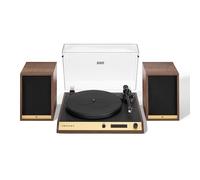 Crosley C72 Record Player with Speakers - Bluetooth Turntable with 60W Bookshelf Speakers, Easy Set Up Vinyl Player with Dust Cover, Record Player Shelf System, Audio-Technica Cartridge, Walnut