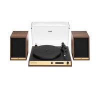 Crosley C72 Record Player with Speakers - Bluetooth Turntable with 60W Bookshelf Speakers, Easy Set Up Vinyl Player with Dust Cover, Record Player Shelf System, Audio-Technica Cartridge, Walnut