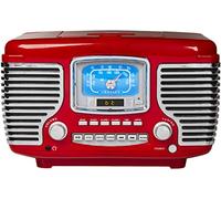 Crosley Corsair Tabletop Am/FM Bluetooth Radio with CD Player and Dual Alarm Clock, Red