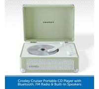 Crosley Cruiser Portable CD Player with Bluetooth, Built-In Stereo Speakers & FM Radio - Rechargeable CD Players for Home, Office & Travel with Headphone Jack, Aux Input - Vintage Suitcase Design