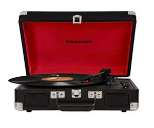 Crosley Cruiser Deluxe Vintage 3-Speed Bluetooth Suitcase Turntable, Black