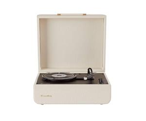 Crosley Mercury Portable Turntable - Bluetooth Record Player, 3-Speed Suitcase Vinyl Player, Home Turntables for Vinyl Records, Built in Stereo Speakers & Bluetooth Receiver, AUX Input, Cream