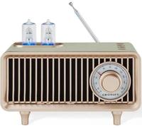 Crosley Milton FM Radio Portable Bluetooth Speaker with 20H+ Playtime - Retro Wireless Small Travel Speaker with Playback, LED Lights, Aux Input, Micro-Usb Cable, Rechargeable Vintage Speakers, Mint