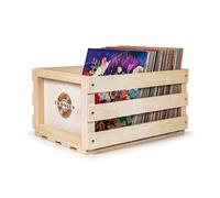Crosley Rustic Wooden Record Storage Crate - Natural