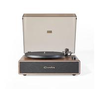 Crosley Stave Vinyl Record Player with Speakers - 2 Speed Bluetooth Turntable, 60W Built-in Sound System & Audio-Technica Cartridge - Modern Wood Design with EQ Controls for Superior Playback