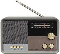 Crosley Tribute AM/FM Radio Portable Bluetooth Speaker - Retro Wireless Small Travel Speaker with Headphone Jack and Micro-USB Charging Cable, Rechargeable Party Speakers, Charcoal