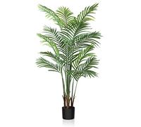 CROSOFMI Artificial Plant Areca Palm Tree 130 cm Fake Plant Indoor and Outdoor in Plastic Potted Artificial Tree Living Room Balcony Bedroom Green Decoration (1 Pack)