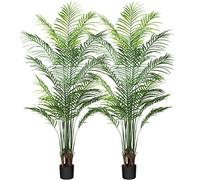 CROSOFMI Artificial Plant Areca Palm Tree 170 cm Fake Plant Indoor and Outdoor Artificial Plants in Plastic Potted Plant Artificial Tree Living Room Balcony Bedroom Green Decoration (2 Pack)