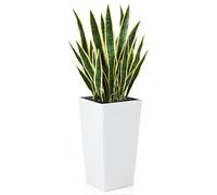 CROSOFMI Artificial Snake Plant 120 cm Large Artificial Plants Indoor and Outdoor in Plastic Pot Tall Fake Sansevieria Plants for Living Room Decor (White Pot)