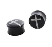 Cross Acrylic Ear Plugs Flesh Tunnels Gauges Double Flared Expander Stretcher Body Piercing Jewelry Plug Fashion Minimalist Gifts for Women Girls Men Faith Christian Xmas (1/2"(12mm))