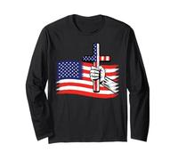 Cross American US Flag Christian Faith Patriotic 4th of July Long Sleeve T-Shirt