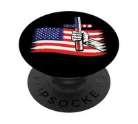 Cross American US Flag Christian Faith Patriotic 4th of July PopSockets Adhesive PopGrip