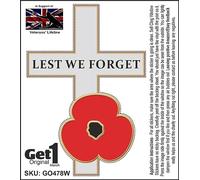 Cross and Single Poppy Car Window Sticker - in Support of Veterans Lifeline