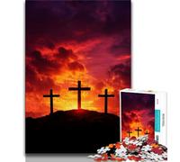 Cross at Sunset 1000 Piece Jigsaw Puzzles for Adults & Teens,Challenging To Complete But Fun And Humorous Unique Home Decor And Gifts 38x26cm